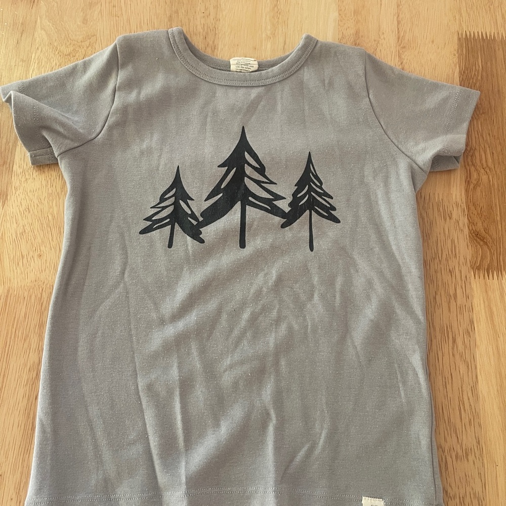 Gray Tree Print Kids T-Shirt